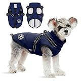 Anzentakai 犬服 冬【2025年冬の登場】軽量 綿服コート ハーネス付き 背中開き おしゃれ 牽引 夜間反射 暖かい ペット 猫 犬 服 冬 着脱簡単 裏起毛 犬の服 ベスト 防寒 防水 撥水 ジャケット リードリングあり 小型犬 中型犬 大型犬 お散歩（青，3XL）