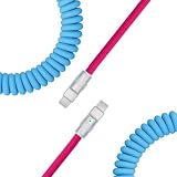 充電ケーブル Type-C 純正 ライトニングケーブル 急速充電/超高耐久/高速転送 二重ナイロン キレイにまとまる 収納便利 バネ スパイラル かわいいカラー (USB-C & ライトニング)