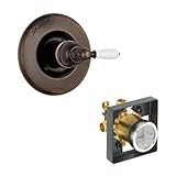 デルタDelta kvodvi-t14055-h712-rb Victorianバルブのみキットpressure-balance単一機能カートリッジwith磁器レバーハンドル、ベネチアンブロンズベネチ