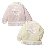 (ピンク/90cm)ベビー服 女の子 トレーナー 長袖 Dolly Ribbon ドーリーリボン 裏起毛 重ね着風 ドット柄ハイネック 裾レースフリル リボン装飾 ハートモチーフ 女児 ベビー