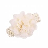 AUhappy?(ア.ユーハッピー?) ベビー ヘアバンド レース シフォン お花 伸縮性 髪飾り ヘア アクセサリ お宮参り (白)