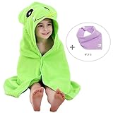 MICHLEY ベビー バスローブ 男の子 女の子 動物柄 ポンチョタオルフード付きバスタオル 0-5歳(グリーン)