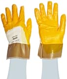 Ansell Metalist 28-407 Kevlar/Cotton Glove, Cut Resistant, Golden Yellow Nitrile Coating, Safety Cuf