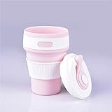 卓仕朗　水筒　シリコン製　折り畳み式　携帯便利　蓋付き 折りたたみカップ　子供　大人　アウトドア/スポーツ/出張/運動会適用　350ｍｌ (ピンク)