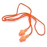 【ノーブランド品】イヤープラグ　聴覚保護 耳栓　保護マフ　オレンジ　ひも付き　24dB