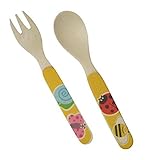 Ecobamboo Ware Kids/Babies/Toddlers Bamboo Utensil Set Fork and Spoon Bug Theme [並行輸入品]