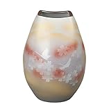 九谷焼　K4-1337　8号花瓶　花文鶴　　　【サイズ】径17.5　高24