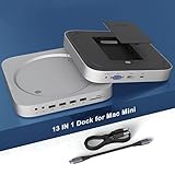 13 in 1 Mac Mini Dock ハードドライブエンクロージャ付き + HDMI+VGA USB-C ドッキングステーション & スタンド Mac Mini M1用 SSD/HDDスロット付き HDMI VGA USB 3.0 2×USB 2.0 TF/SD ビデオ/オーディオジャック Mac Mini 2018/2020用