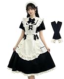[KALAOK] メイド服 コスプレ メイド 仮装 コスチューム コスプレ衣装 大人用 レディース 3点セット かわいい ゴスロリ 8295ロング S