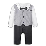 Baby Boyのジャンプスーツ ロンパー 3ピース 新生児 紳士 フォーマル タキシードスーツ アウトフィットセット カラー: グレー