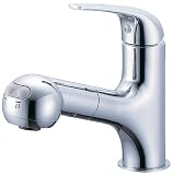 三栄水栓 【洗面所用混合栓】シングルスプレー混合栓 洗髪用 引出しホース式 1m K3703JV