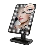 ライト付きメイクアップミラー、Charminer 20 LEDタッチ画面ライトIlluminated Cosmeticデスクトップ化粧台ミラーwith Removable 10 x拡大鏡スポットミラー