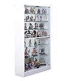 【耐震 鍵付 専用 フィギュア 棚】 ワイド ハイタイプ 背面ミラー付 大きさが選べるコレクションラック (深型（奥行39cm）, ホワイト)