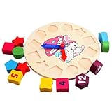 木製カラフルな数Shape Sorting Clock Wooden Educational Toy forキッズ赤ちゃん幼児用