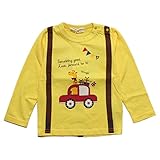 【SiShuNon/シシュノン】車キリンサスペンダーTシャツ ベビー サスペンダー Tシャツ 車 90 6 イエロー
