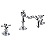Wovier Chrome Bathroom Sink Faucet,Two Handle Three Hole Vessel Lavatory Faucet,Widespread Basin Mix
