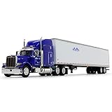 Peterbilt 379 63インチ 屋根用スリーパーキャブ 53フィート ユーティリティ ドライグッズ トレーラー A & M Express Inc. ブルーとホワイト 1/64 ダイキャストモデル DCP 34282