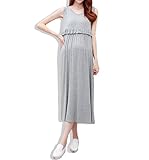 hanano 授乳ファスナー マタニティ フリル 着痩せ ロング ワンピース ＆ カーディガン【全２色】 (M, ワンピース（グレー）)
