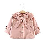 YUEGUANG 子供服 コート 女の子 ダスターコート コットン100% ベビー服 ジャケット リボン飾り　可愛い　 春秋 レンチコート ファッション カジュアル 普段着 (ピンク, 100cm)