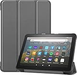 Shron For Fire HD 8 / HD 8 Plus 2024/2022/2020 ケース 三つ折りスタンドカバー 超薄型 超軽量 オートスリープケース Fire HD8/Fire HD8 Plus 2024 12世代 カバー (灰色)