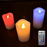 電光ホーム LEDキャンドル 蝋製 3個セット 専用リモコン付