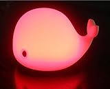 Gawell イルカクジラ夜間ライトUSB充電式ムードライト、暖かい白、シングルカラーと7色の呼吸モード、赤ちゃんの大人のための敏感なタップコントロールと子供の夜ライトベッドルーム(Red)