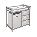 Badger Basket Changing Table with 3 White Baskets and Hamper Storage, Gray by Badger Basket