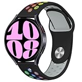 ラグ幅20MM汎用 コンパチブル Samsung Galaxy Watch 7/6/5/4/FE 40mm 44mm/6 Classic 43mm 47mm/5 Pro 45mm/4 Classic 42mm 46mm、コンパチブル amazfit gtr mini/gts4 mini ベルト、スポーツバンド 交換ベルト シリコン製 柔らかい ソフト 通気 多空気穴ベルト