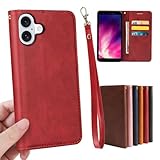 iphone 16 plus 左利き用 ケース 手帳型 ストラップ iPhone16plus 左手 手帳 適用 アイフォン 16 プラス 左利き アイフォン16プラス スマホケース 右開き カバー いphone16plus case phone16plusケース 【GoKIGIoD】 左手用 財布型 内蔵マグネット 弱磁 スタンド カード収納 ストラップホール カードケース レトロ レッド