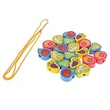 monkeyjack Developmental文字列Lacing木製フルーツビーズスレッド化Gameキッズ/ベビーEarly Learningおもちゃ