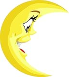 (005 Smiling Moon 12 Inch) - Baby/Nursery Peel & Stick Wall Art Sticker Decal Sun, Moon, Star, Cloud