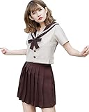 セーラー服 長袖 女子制服 学生服 女子高校生 高校生 学生 制服 コスチューム 春秋冬用 刺繍 蝶結び 茶二本 可愛い 清純 コスプレ 学
