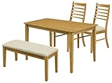 【4点セット】ダイニングテーブルセット ダイニングセット 食卓テーブルセット ベンチ 4人用 4人掛け 木製 長方形 幅120cm/ds-jus-2 ライトブラウン
