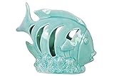 Urban Trends Collection 12979 6 Piece Ceramic Gloss Light Blue Fish Figurine with Crescent Shaped Cu
