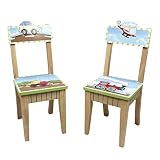 Fantasy Fields by Teamson Transportation Childrens Wooden Toddler Playtime Set of 2 Chairs 9946A2 by