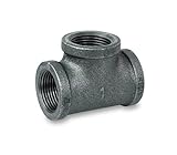 Everflow Supplies BMTE0034 High Pressure Black Malleable Tee Fitting with Female Threaded Connection