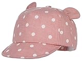 GEMVIE ベビー 帽子 キャップ 可愛い耳付き つば広 紫外線 UVカット 子供用ハット 調節可能 通園 散歩 旅行 ドットプリント 女の子 男の子 ピンク