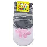 肉球[新生児足首靴下]ベビークルーソックス/グレー
