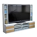 テレビ台 ハイタイプ 鏡面 壁面家具 リビング壁面収納 60インチ対応 TV台 テレビラック ゲート型AVボード 190cm幅 ブラウン PD014-WH J-Supply