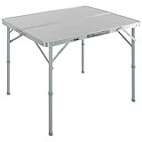 FIELDOOR 収納式アルミレジャーテーブル アルミ調 シルバー 幅90×奥行60×高さ70cm/40cm （高さ調節2段階/テーブルのみ）