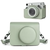 HIYQIN for チェキフィルム instax wide 400 ケース、Fujifilm INS WIDE 400ケース instax wide 400専用バッグ チェキwide 400 カメラカバー インスタントカメラ ワイド 400対応 全面保護 PUレザー ショルダーストラップ付き（グリーン）