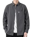 [EASTEMPO] シャツ メンズ 秋 長袖 綿 無地 カジュアル ビジネス ゆったり オシャレ 大きいサイズ (3XL, グレー)