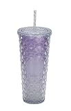 ホリデーストロー断熱マグカップ 冬の雪の結晶ストローマグ 710ml グラデーションカラー (P,710ml/24oz)