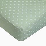 TL Care 100% Cotton Percale Fitted Crib Sheet, Celery/White Dot, 28 x 52 by TL Care
