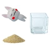 花市場直送便 ミニチュアガラス ウサギごろごろ & カラーサンド ゴールド & 植え込み用グラス ニューブロックS