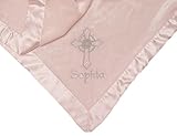 PERSONALIZED Embroidered Satin Trimmed Pastel Pink Christening Baptism Baby Blanket by Personalized 