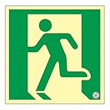 緑十字 中輝度蓄光避難誘導ステッカー標識 非常口 120×120mm 消防認定品 68031