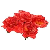 Baosity 美しい 人工ローズ 花頭 DIY ブーケ コサージュ 手首の花 衣装のインテリア ウェディング 装飾 5個 - オレンジ