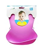 Ziweiba 子供お食事用　幼児　新生児　シリコーン　環境保護　赤ちゃん　防水　食事ポケット (B ピンク )