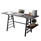 パソコンデスク デザインデスク ラダーデスク おしゃれデスク 可変棚付き W900〜1400天板 ブラウン 書斎机 書斎デスク 学習机 学習デスク ミシン台 おしゃれ［100-DESKH025M］【サンワダイレクト限定品】【送料無料】